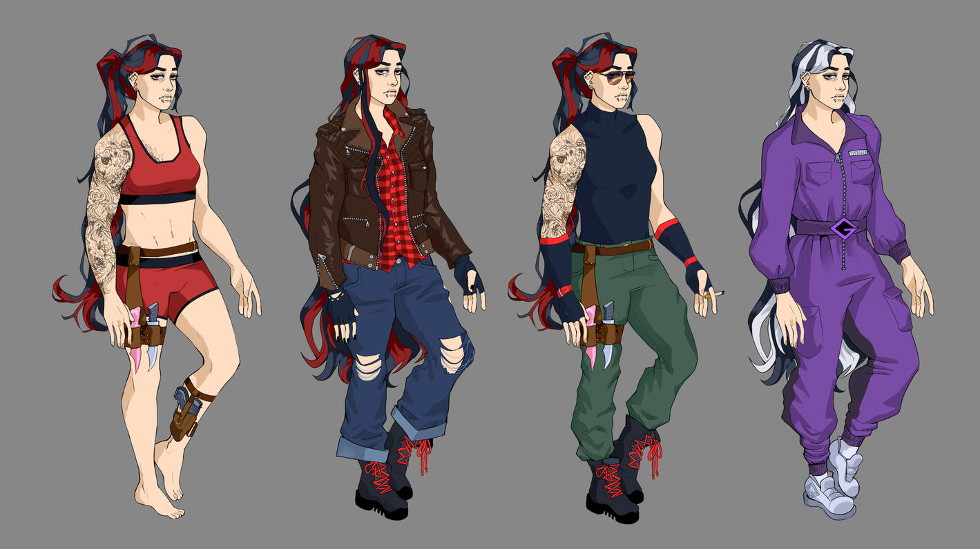 Outfit reference for a character in an upcoming comic of a vampire hunter